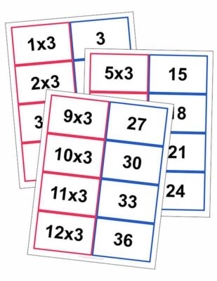 3 Times Table Matching Cards