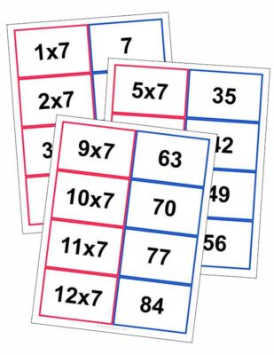 7 Times Table Matching Cards