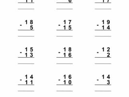 Column Subtraction Within 20 No Regrouping Worksheet