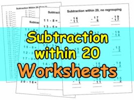 Subtraction Within 20 Worksheets