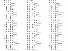 Subtraction Within 20 Worksheet (Page 2)