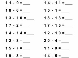 Subtraction Within 20 Worksheet