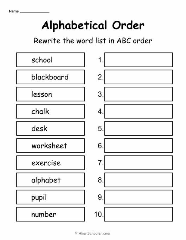 Alphabetical Order Worksheet