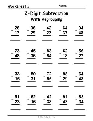 Subtraction With Regrouping Worksheet