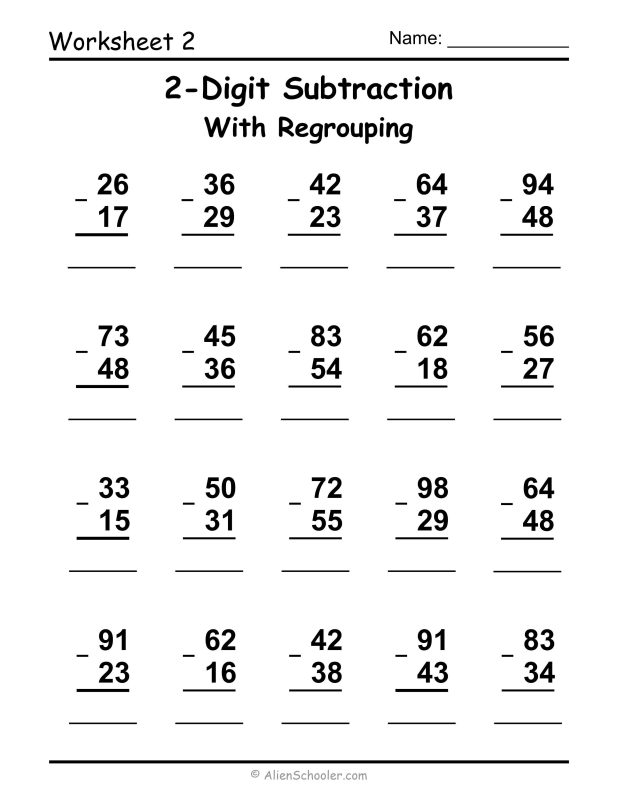 Subtraction With Regrouping Worksheet