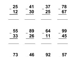 2-Digit Subtraction Without Regrouping - Worksheet 1