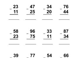 Two Digit Subtraction Without Regrouping - Worksheet 2