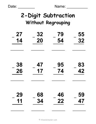 2-Digit Subtraction Without Regrouping - Worksheet 4