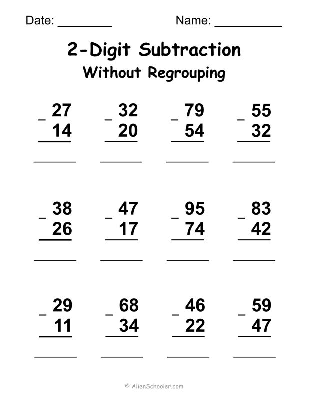 2-Digit Subtraction Without Regrouping - Worksheet 4