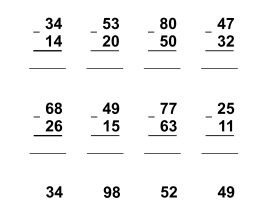 Double Digit Subtraction Without Regrouping - Worksheet 5