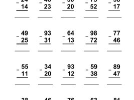 2-Digit Subtraction Without Regrouping - Worksheet 7