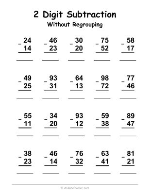 Subtract 2-Digit Numbers Without Regrouping