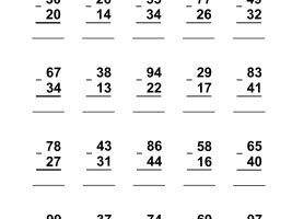 Two Digit Subtraction Without Regrouping - Worksheet 9