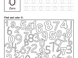 Number 0 - Trace, Find and Color Worksheet