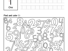 Number 1 - Trace, Find and Color Worksheet