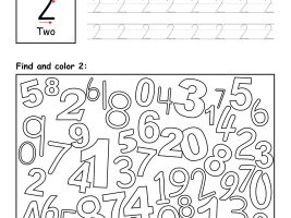 Number 2 - Trace, Find and Color Worksheet