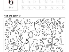 Number 6 - Trace, Find and Color Worksheet