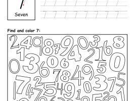 Number 7 - Trace, Find and Color Worksheet