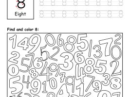 Number 8 - Trace, Find and Color Worksheet