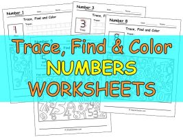 Trace, Find & Color Numbers Worksheets