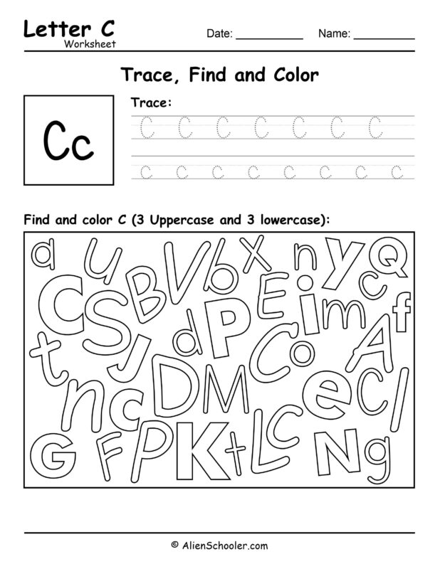 Letter C Worksheet - Trace, Find and Color