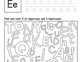 Letter E Worksheet - Trace, Find and Color