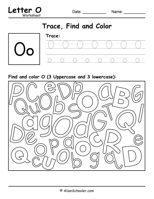 Letter O Worksheet - Trace, Find and Color