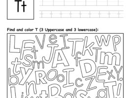 Letter T Worksheet - Trace, Find and Color