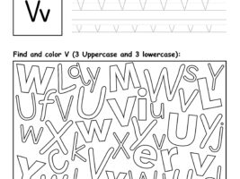 Letter V Worksheet - Trace, Find and Color