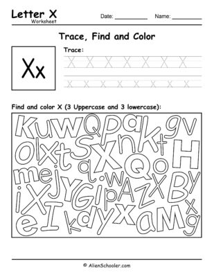 Letter X Worksheet - Trace, Find and Color