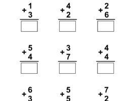 Column Addition Worksheet #2 (Up to 10)