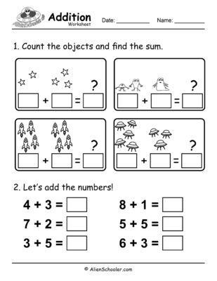 Kindergarten Addition Worksheet With Pictures