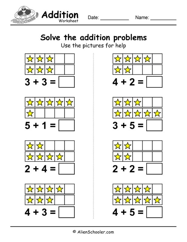 Kindergarten Addition Within 10 Worksheet With Pictures