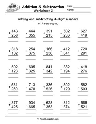 3 Digit Addition And Subtraction With Regrouping Worksheet 5