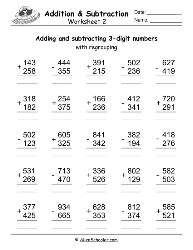 3 Digit Addition And Subtraction With Regrouping Worksheet 5