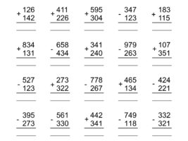 3 Digit Addition And Subtraction Without Regrouping Worksheet #1