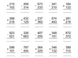 3 Digit Addition And Subtraction Without Regrouping Worksheet 2