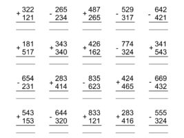 3 Digit Addition And Subtraction Without Regrouping Worksheet #3