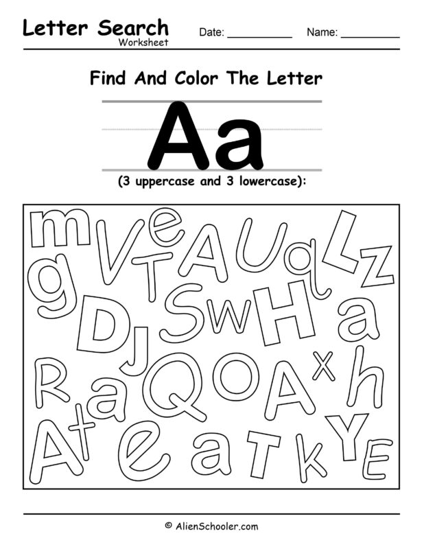 Find The Letter A Worksheet