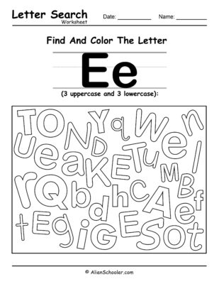 Find The Letter E Worksheet