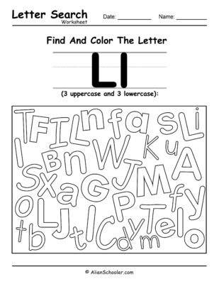Find The Letter L Worksheet