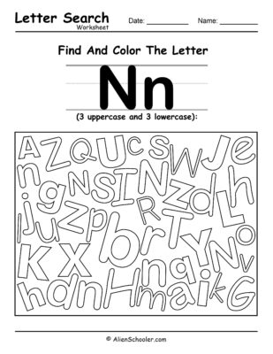 Find The Letter N Worksheet