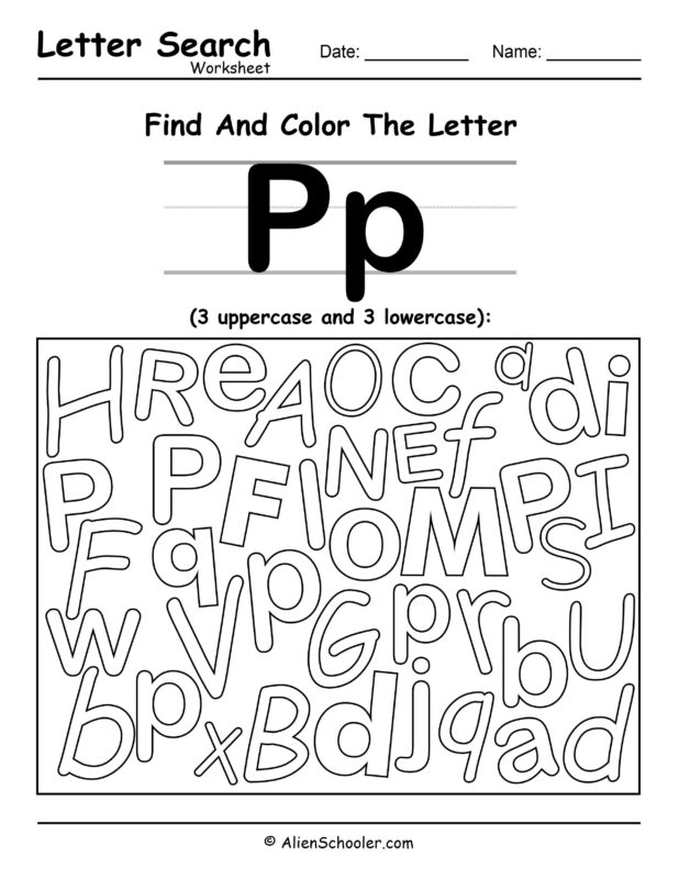 Find The Letter P Worksheet Printable