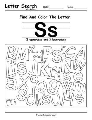 Find The Letter S Worksheet