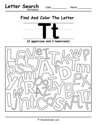 Find The Letter T Worksheet