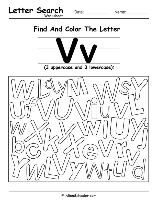 Find The Letter V Worksheet