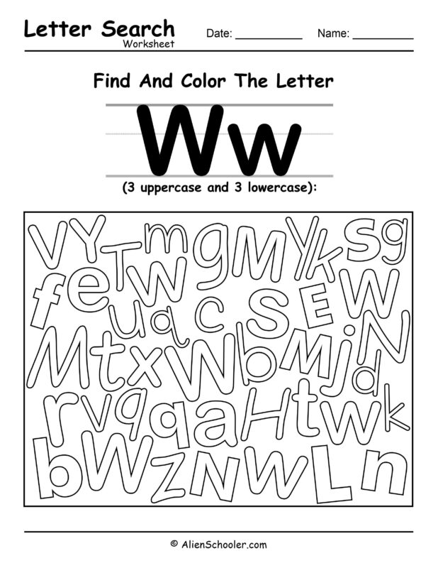 Find The Letter W Worksheet Free Printable