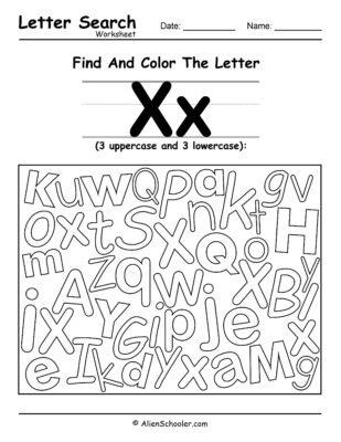 Find The Letter X Worksheet