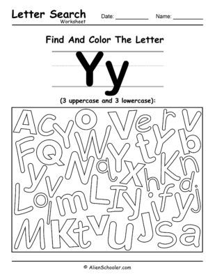Find The Letter Y Worksheet