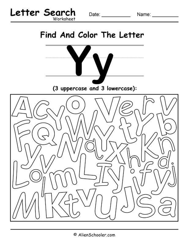 Find The Letter Y Worksheet